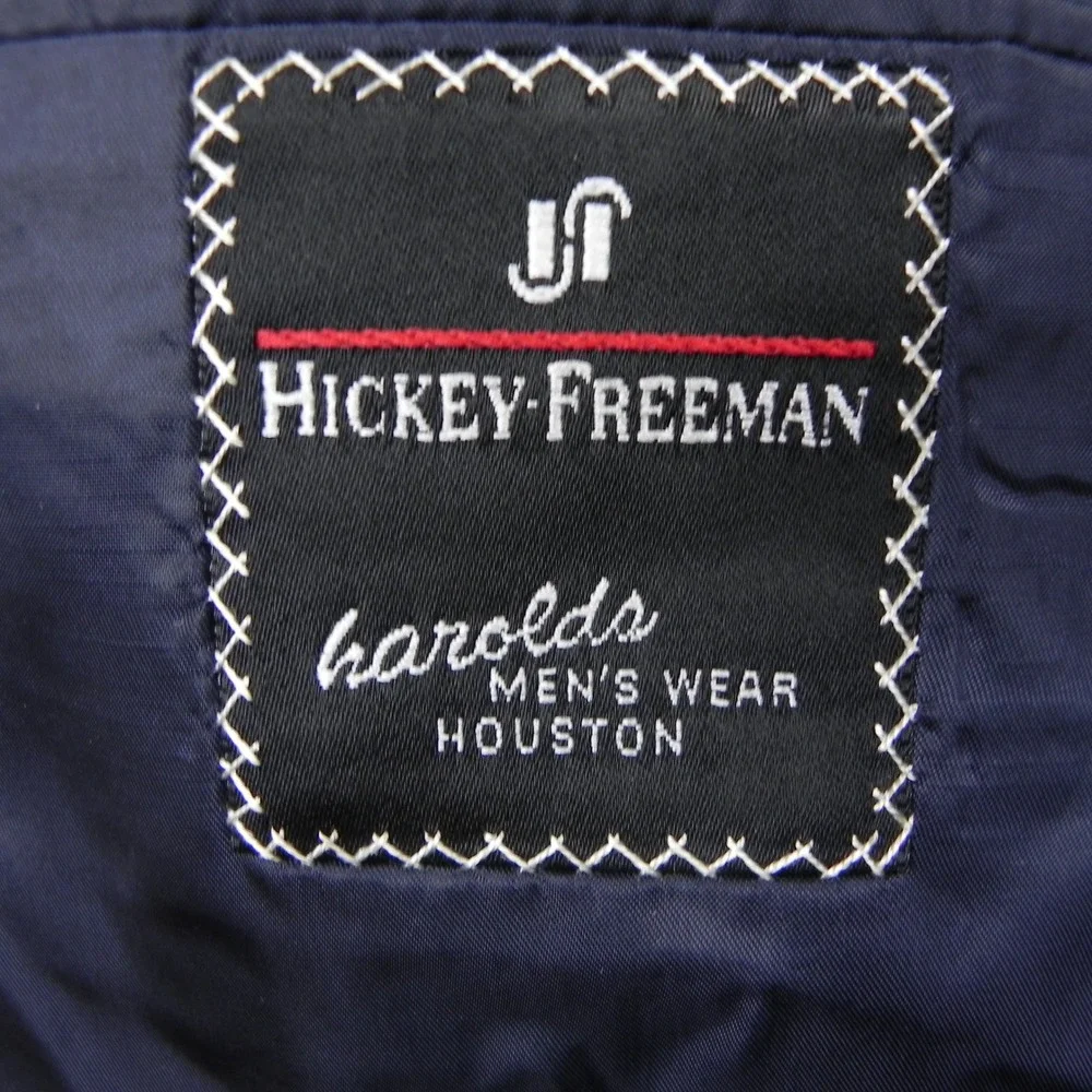Hickey Freeman Blazer Mens 42L Boardroom Navy Wool Silk Double Breasted Jacket